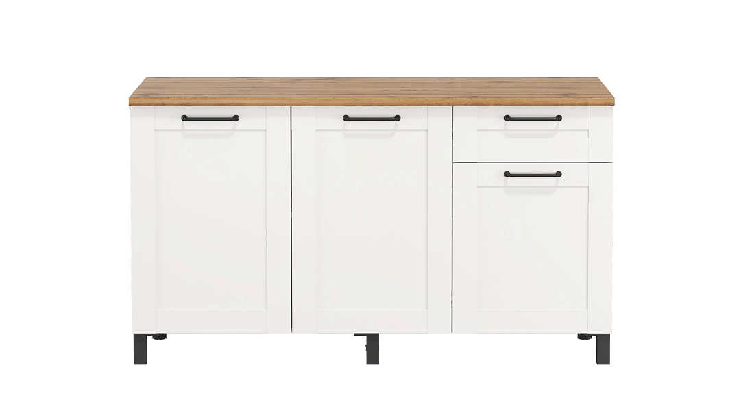 Шкаф Аризона (1500) белый/столешница дуб вотан/ДВПО белый/профиль ПВХ белый О